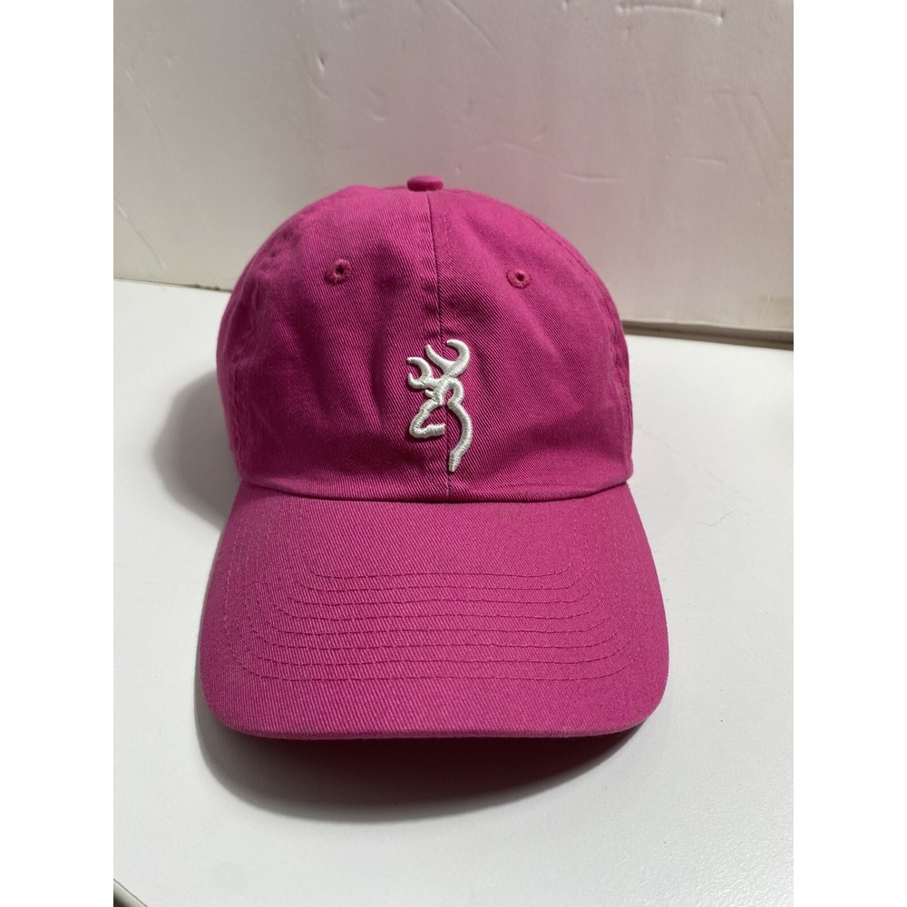 Browning Buckmark Pink Baseball Cap White Embroidered Logo Outdoor Life Hat.